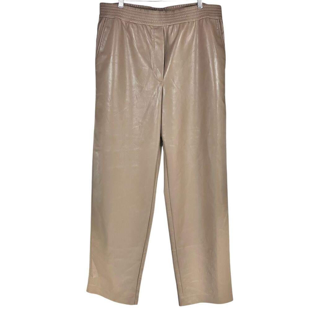 ARITZIA WILFRED NWT Social Vegan Leather Pull-On Pants in Shitake Tan Size 1X